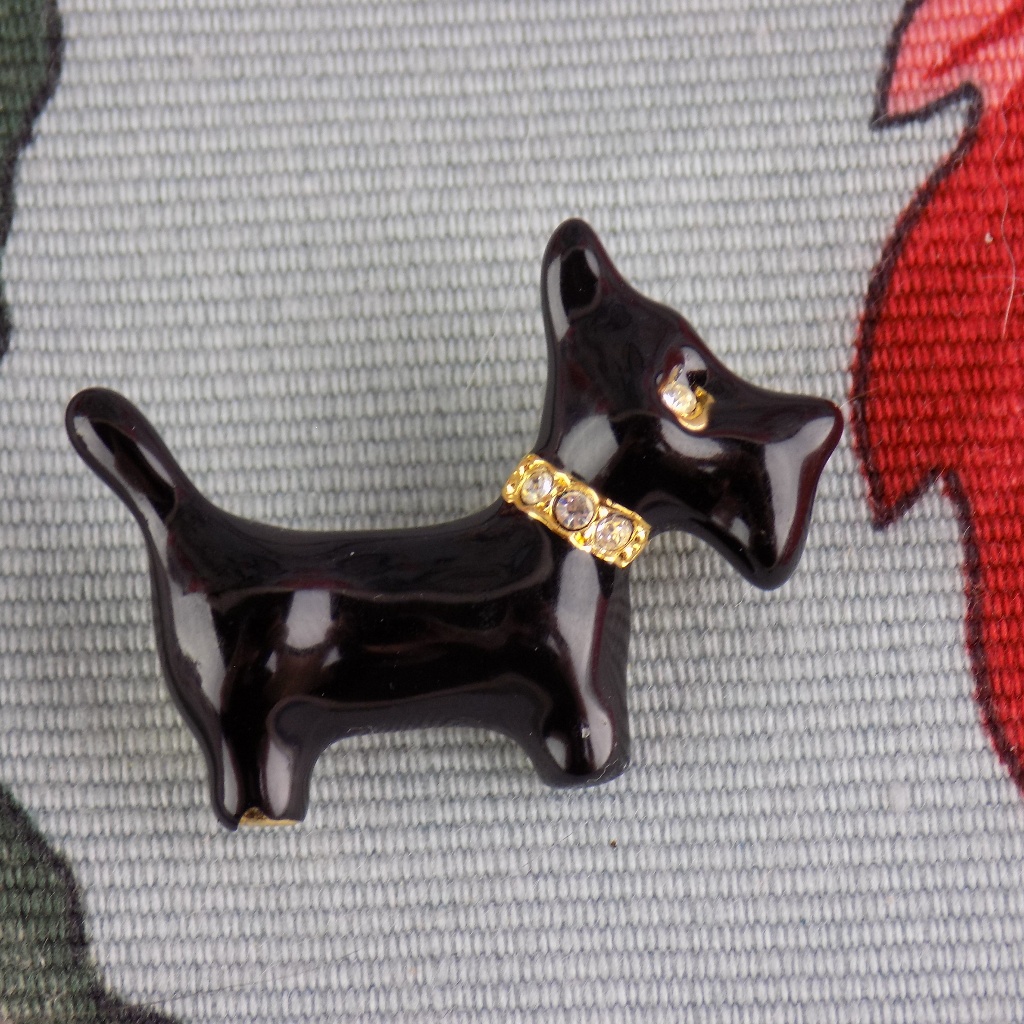 Sfj Black Scotty Dog Pin Brooch Scottish Terrier